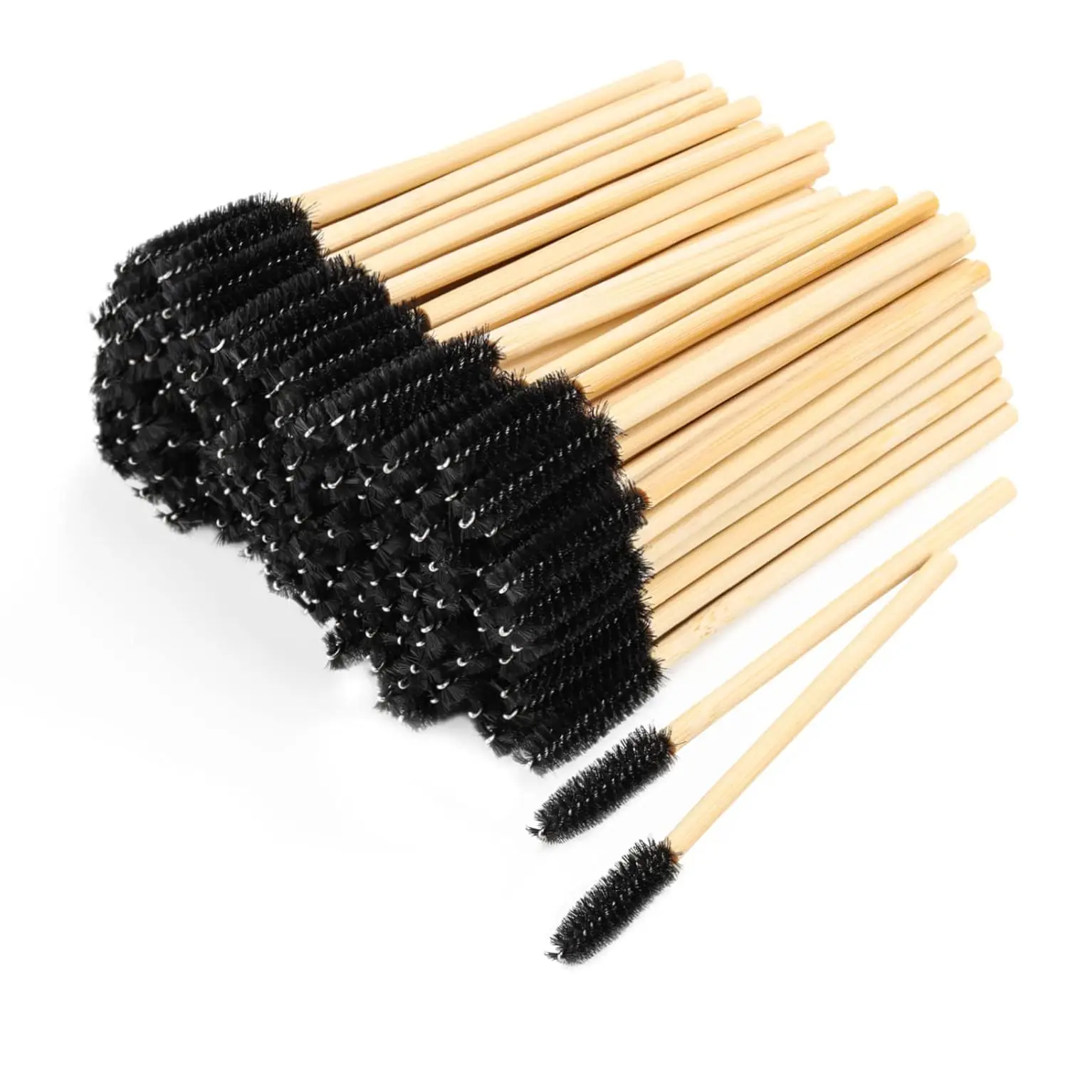 Wholesale 300pcs Disposable Mascara Wands Eyelash Brush Spoolies for Eye Lash Extension Eyebrow Bamboo Stick