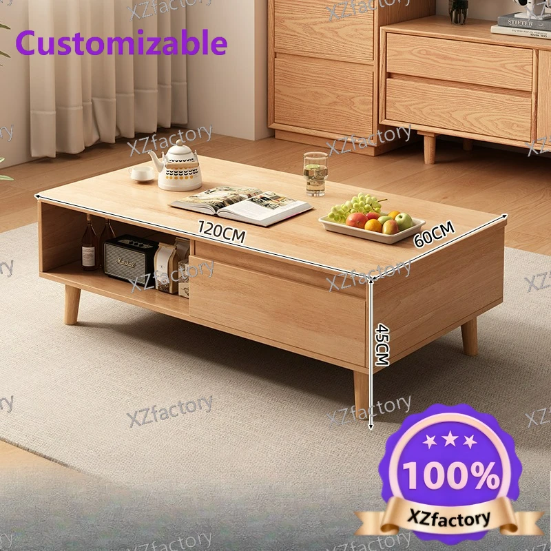 Factory Direct 2026 Top Rated Coffee Table Living Room Household Small Apartment Log Wind Creative Square Solid Wood Core Coffee