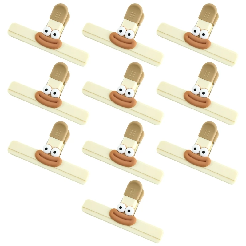 Conjunto 10 clipes pequenos para sacos com alça silicone, clipe multiuso para vedação chips lanches, ferramenta