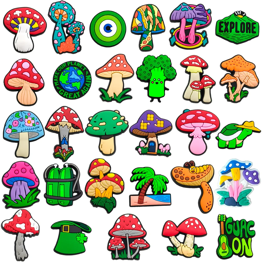 

30Pcs/Set Mushroom Shoe Charms Decoration for Sandal Accessories Shoe Buckle DIY Kids Party Christmas Gifts