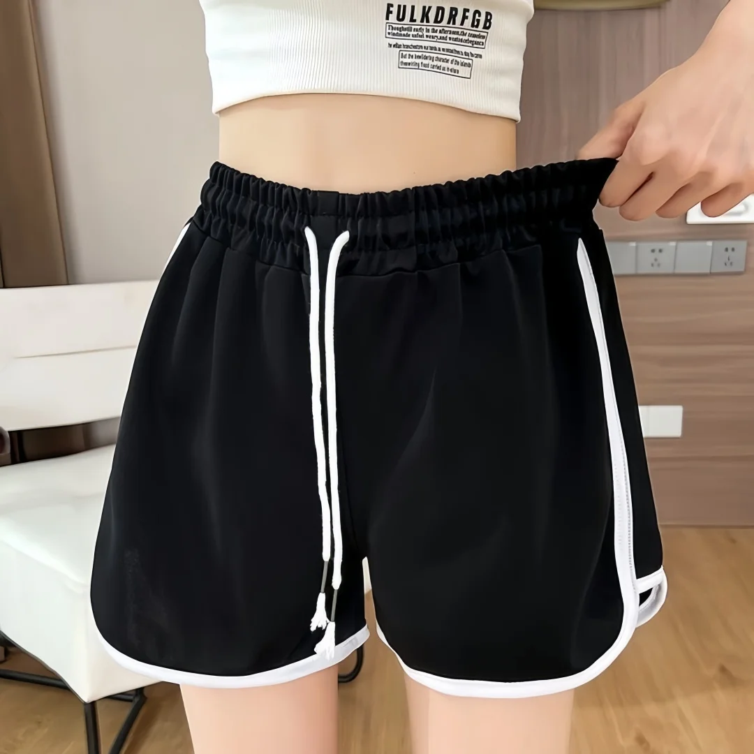 

Women yoga Shorts Summer outer wear mid-waist casual loose straight pants lady stylish thin breathable wide leg gym short pants