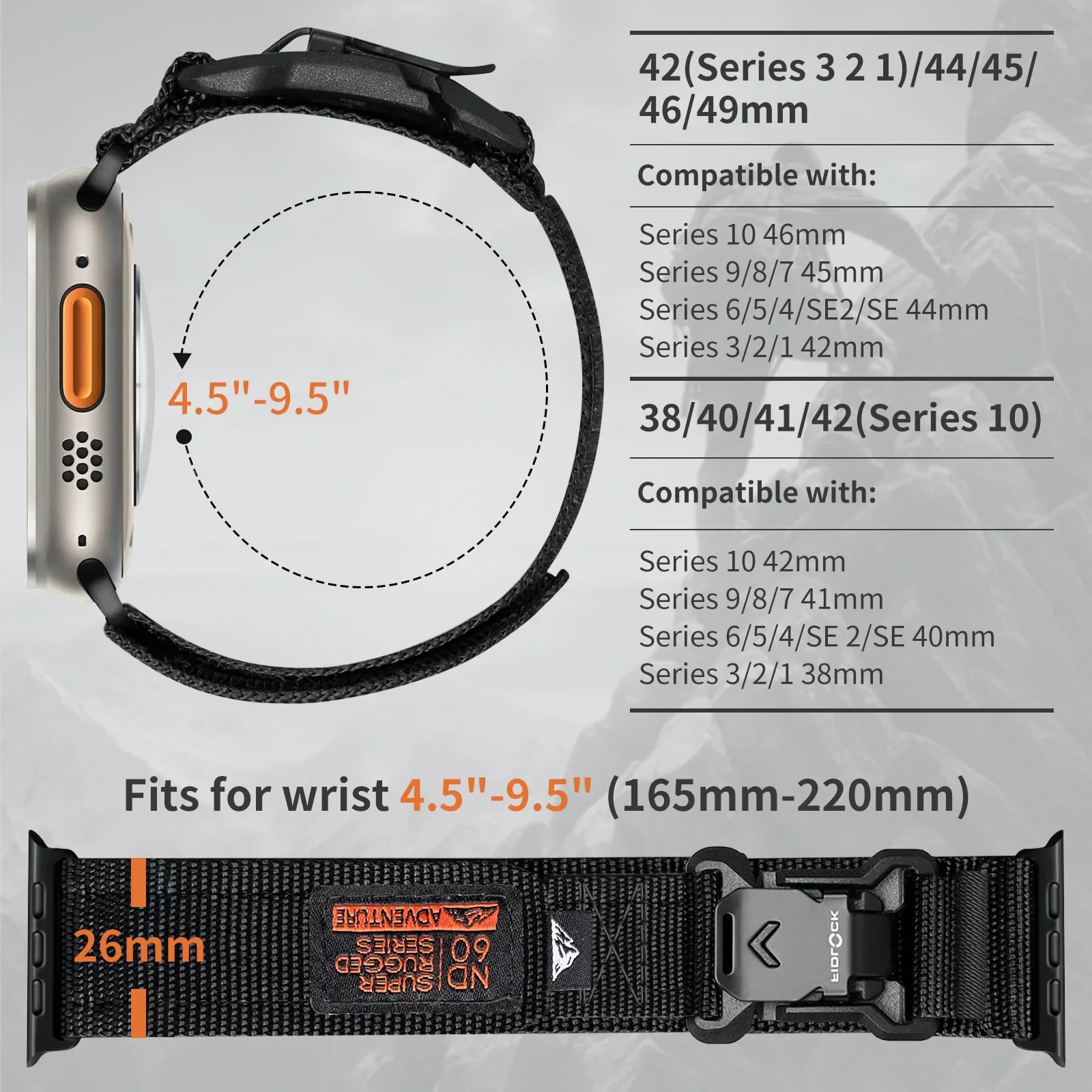 Nylonowy pasek sportowy do Apple Watch Ultra 3 49mm 46mm 45 44 40, magnetyczny pasek z zapięciem V-Buckle do iWatch Series 11 10 9 8 7 6 5