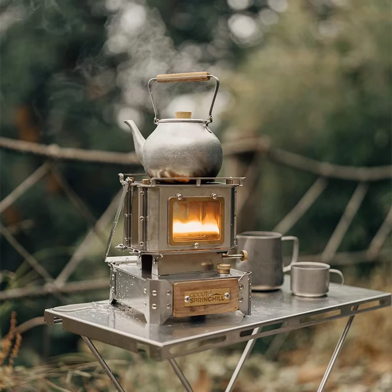 Goout Springhill Outdoor Camping Portable Double Head Kerosene Stove Vintage Warming Viewing Fire Stove Camping Cooking Tea