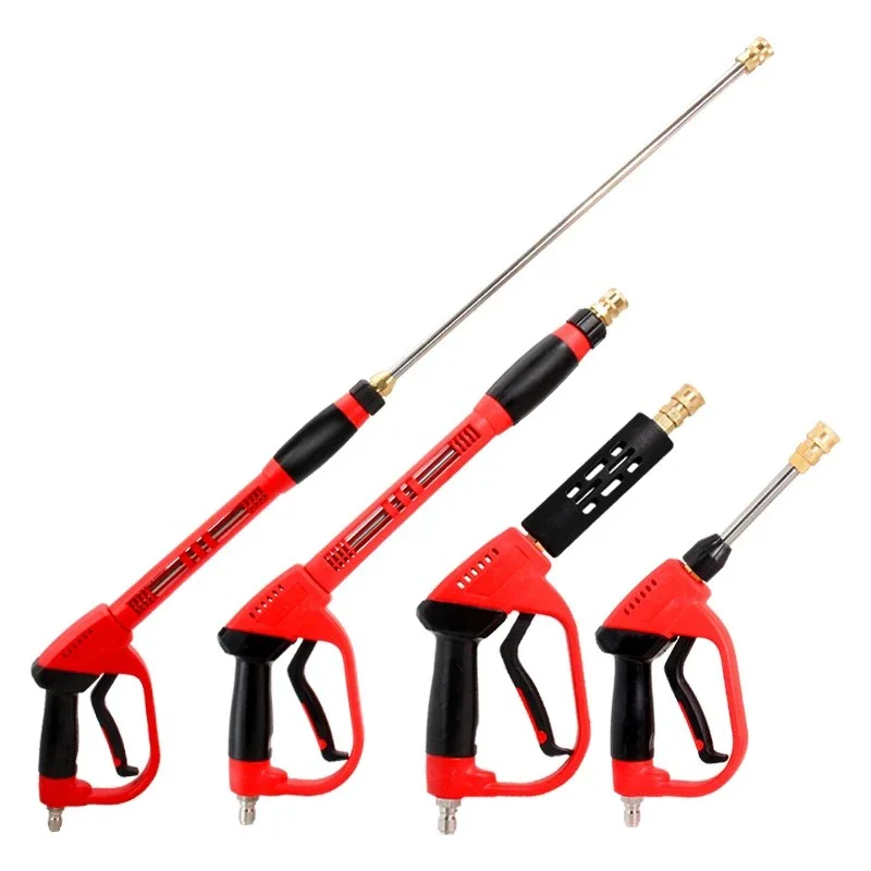 Pressure Washer Gun Red High Power Washer Gun with Replacement Wand Extension 5 Nozzle Tips M22 Fittings 40 Inch 5000 PSI