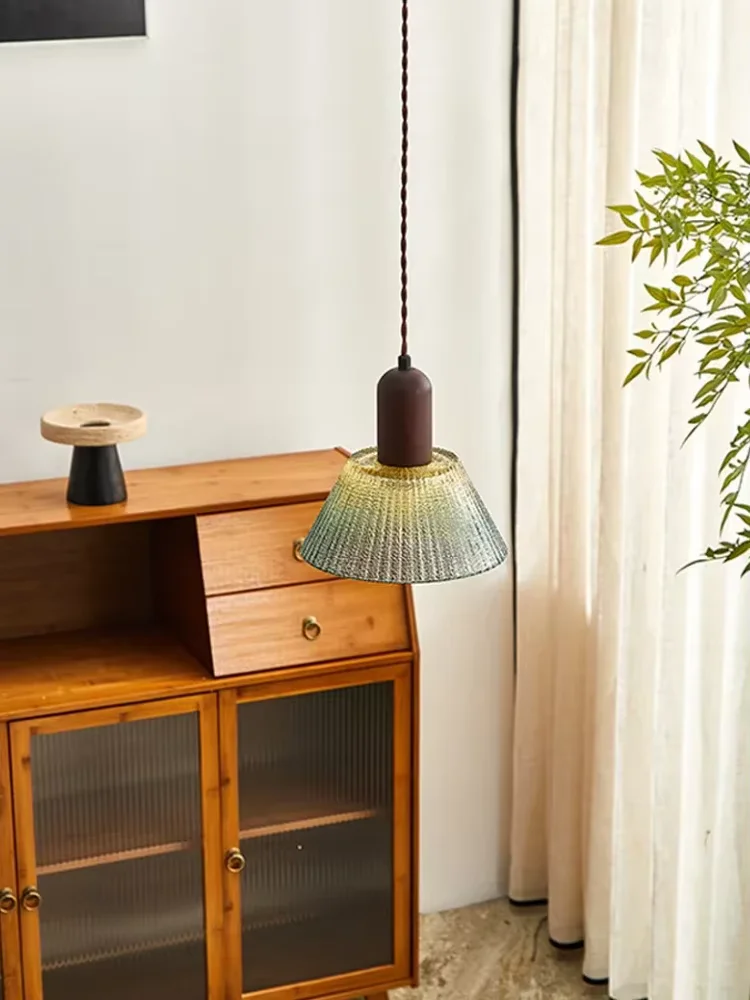 Bild 6: E27LED Nordische Retro-Hängeleuchte aus Holz und Glas, Vintage Moderne Hängelampe für Esszimmer, Schlafzimmer, Bar-Dekoration