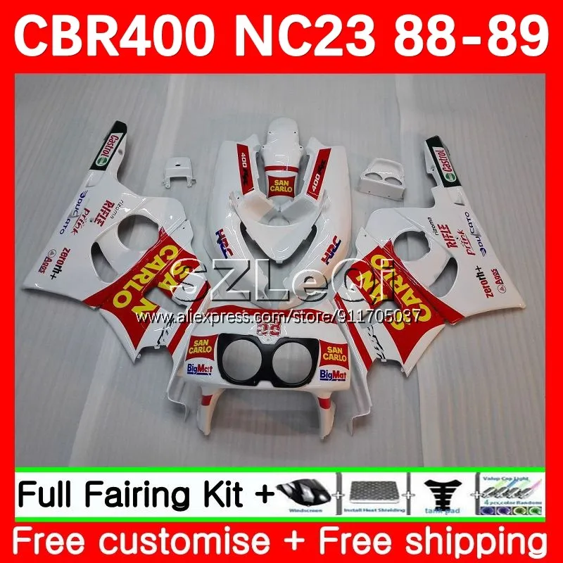 Body + Decals For HONDA CBR New red white 400RR 400CC 400 RR CC CBR400RR 88 89 61No.10 NC23 CBR-400 CBR400 RR 1988 1989 Fairings