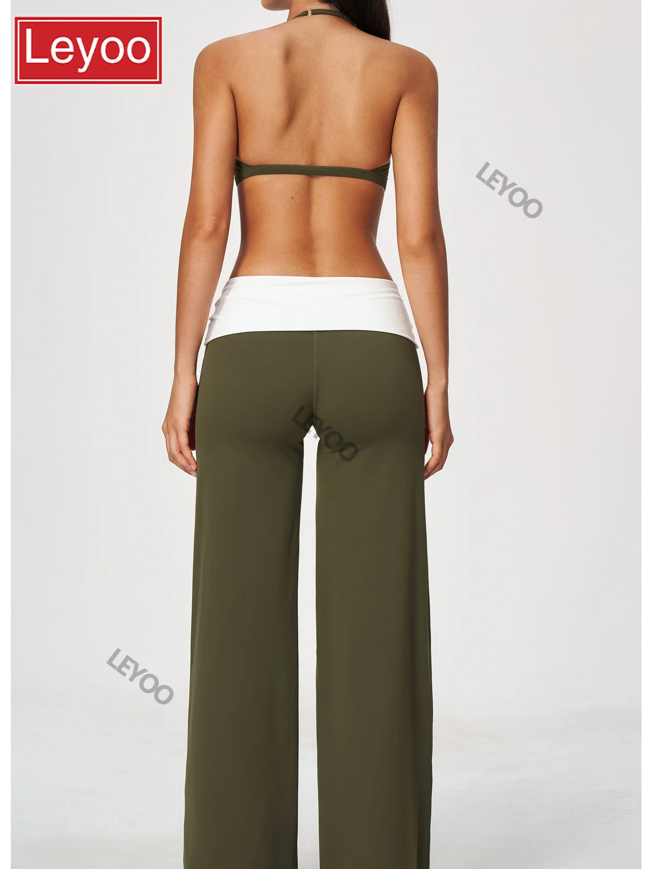 Women's yoga set, fashionable abdominal straight leg pants, breathable fitness exercise, backless suspender underwear, 2026 new