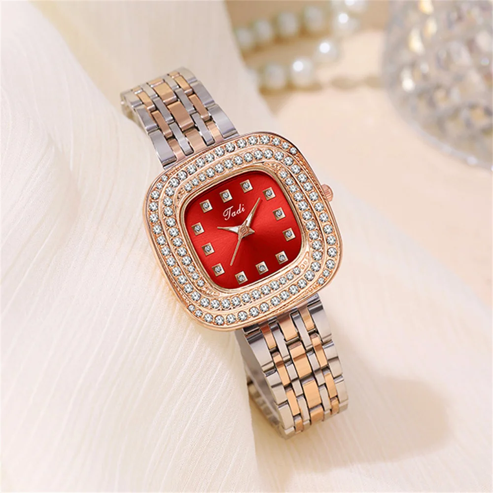 Luxury Full Star 2024 New Women\'s Square Diamonds Quartz Watch Fashion Business Stainless Steel Women\'s Dress Clock Wristwatch