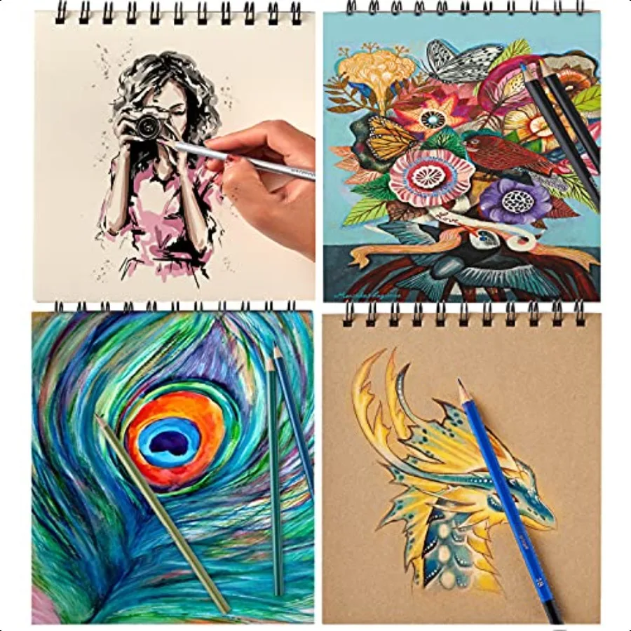 76er-Pack Zeichenset Sketching Kit Pro Art Plies mit 3-Farben-Skizzenbuch inklusive Tutorial Coloured Graphite Charcoal Aquarell Me