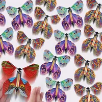 Magic Flying Butterflies Wind Up Toy Bookmark Greeting Cards Rubber Band Powered  Outdoor Kids Game Props Surpris Butterfly Gift