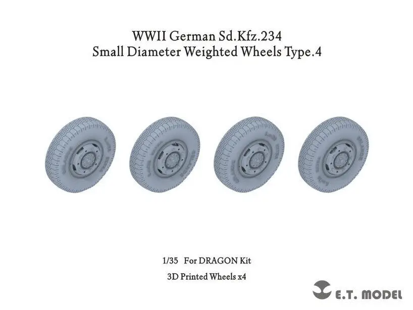 

ET модель P35-104 1/35, немецкий Sd.Kfz.234, Утяжеленные колеса маленького диаметра, тип 4 для комплектов Dragon