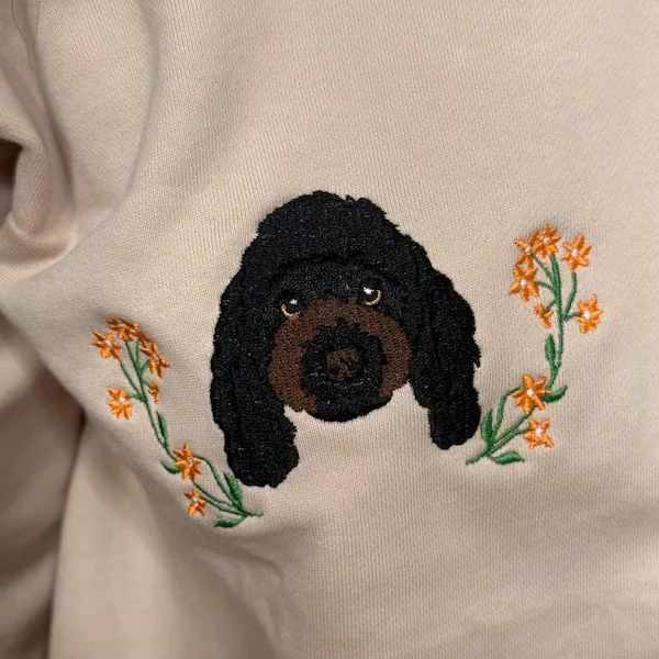Custom Dog Portrait Embroidered Sweatshirt,Custom Pet Hoodie, Personalized Pet Face and Pet name Sweatshirt,Custom gift