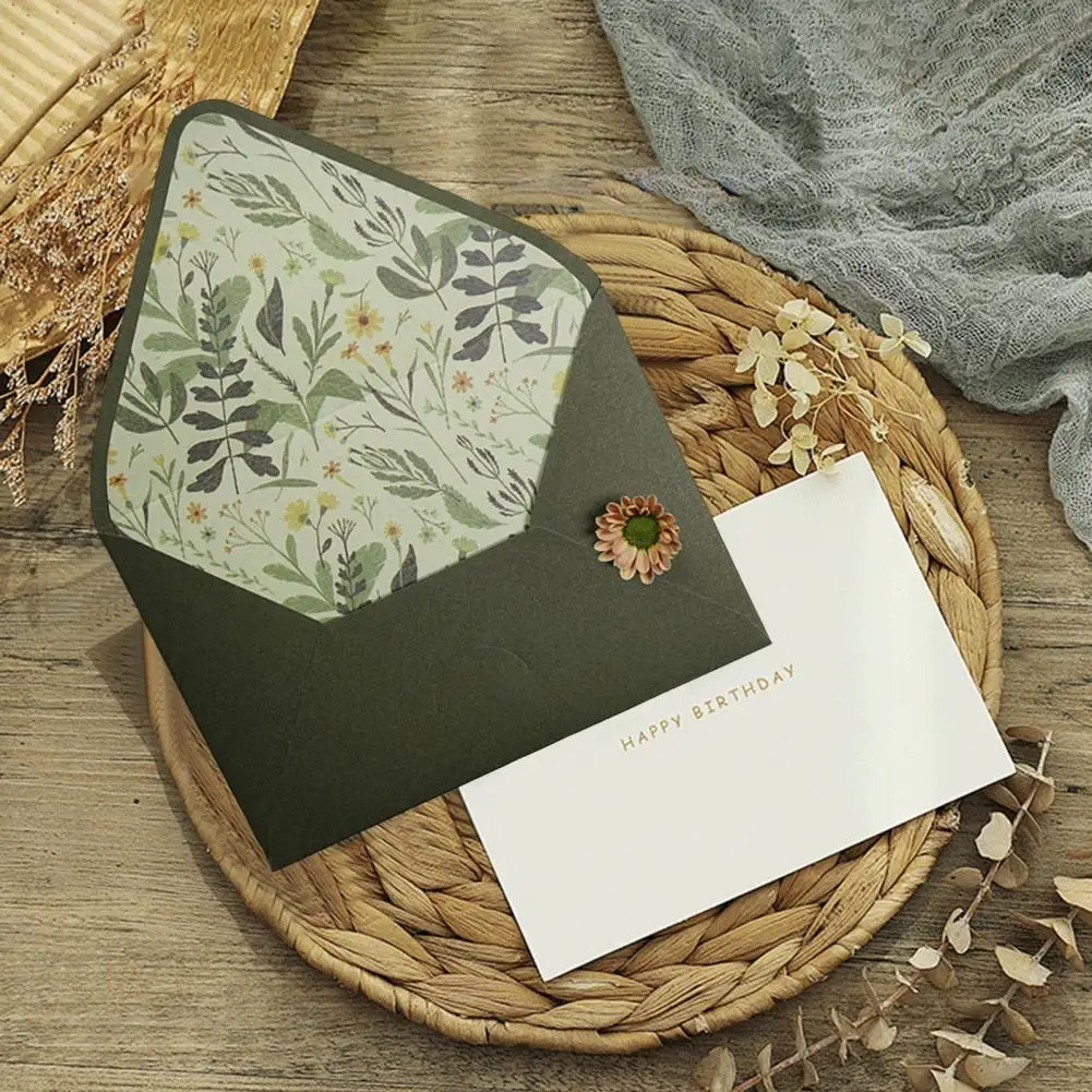 Amplop berpola unik amplop bisnis alpukat hijau pinggiran emas elegan untuk kantor surat pemeriksaan faktur segel sendiri