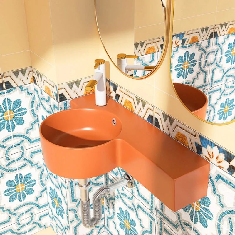 Appearance creative small apartment bathroom mini simple wall-mounted ultra-narrow small size ceramic wall-mounted integrated