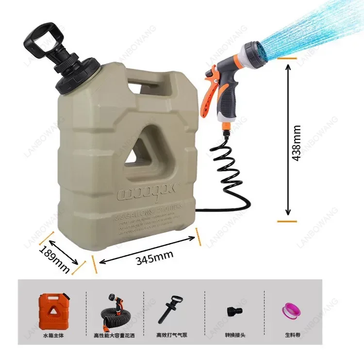 21L Portable Pressurized Water Tank With Manual Air Pump For Outdoor Camping 4X4 Pickup Vehicle