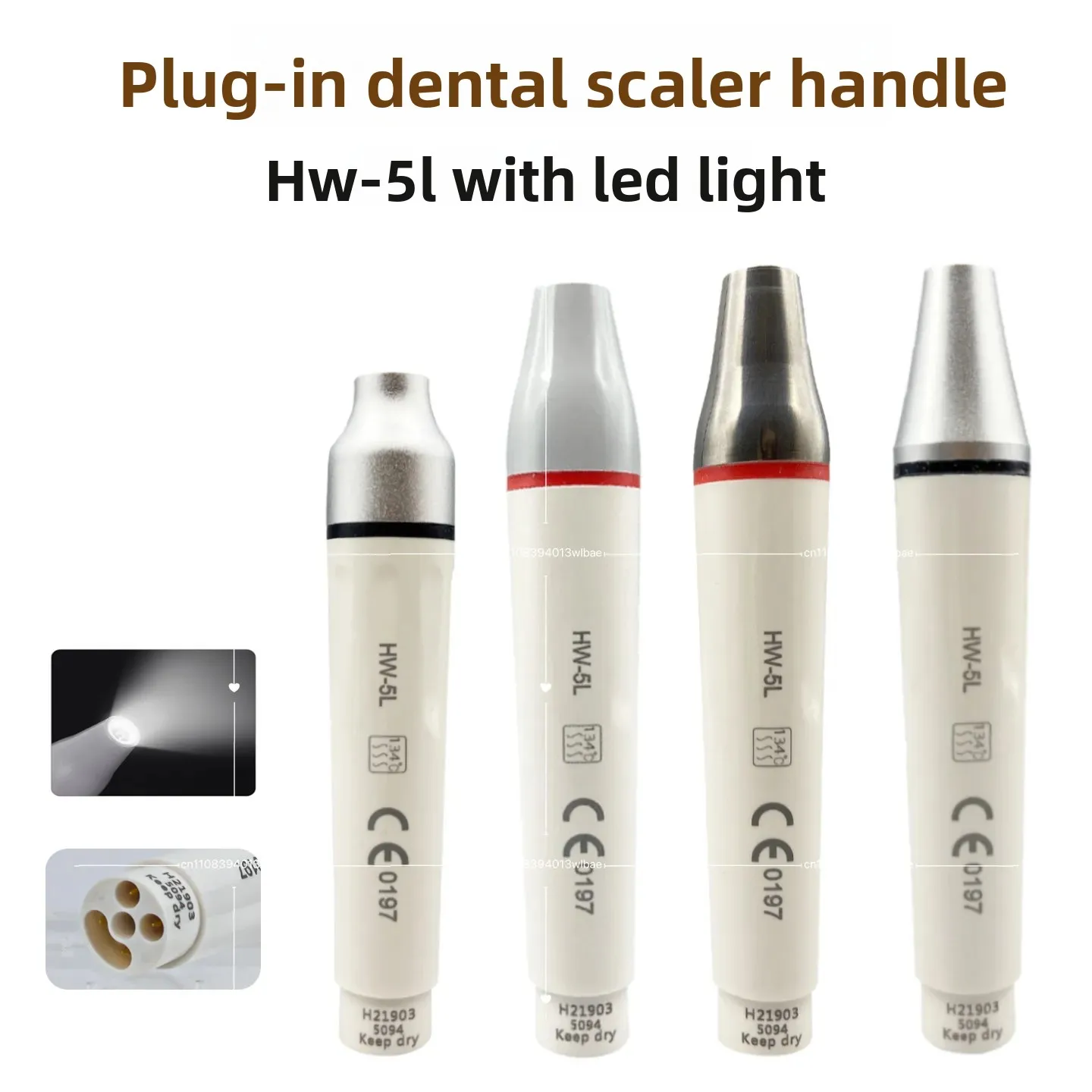 Dental Scaler Handle Ultrasonic Woodpecker Plug-in Type HW-3H 5L with Light for EMS Satellite