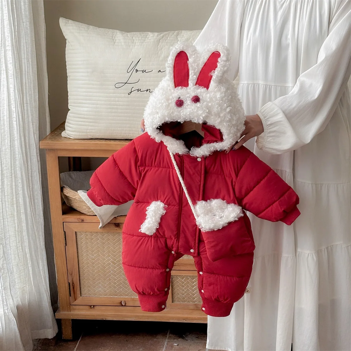 

Зимний наряд для малышей, милый хлопковый костюм с капюшоном Rer для новорожденных, теплый универсальный хлопковый костюм из высокоэластичного хлопка