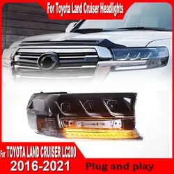 Headlights For Toyota Land Cruiser 2016 2017 2018 2019 2020 2021 LC200 LED Headlights Turn Signal Headlights Car Accessories