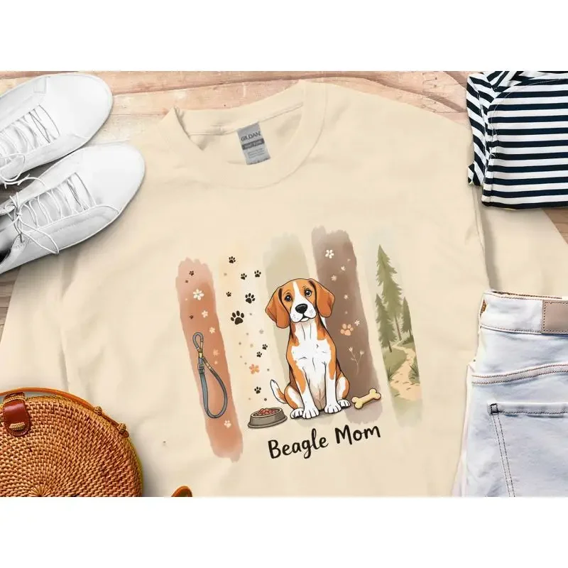 Beagle Mom brushstroke style retro t shirt gift for mothers day cute dog design tee lover