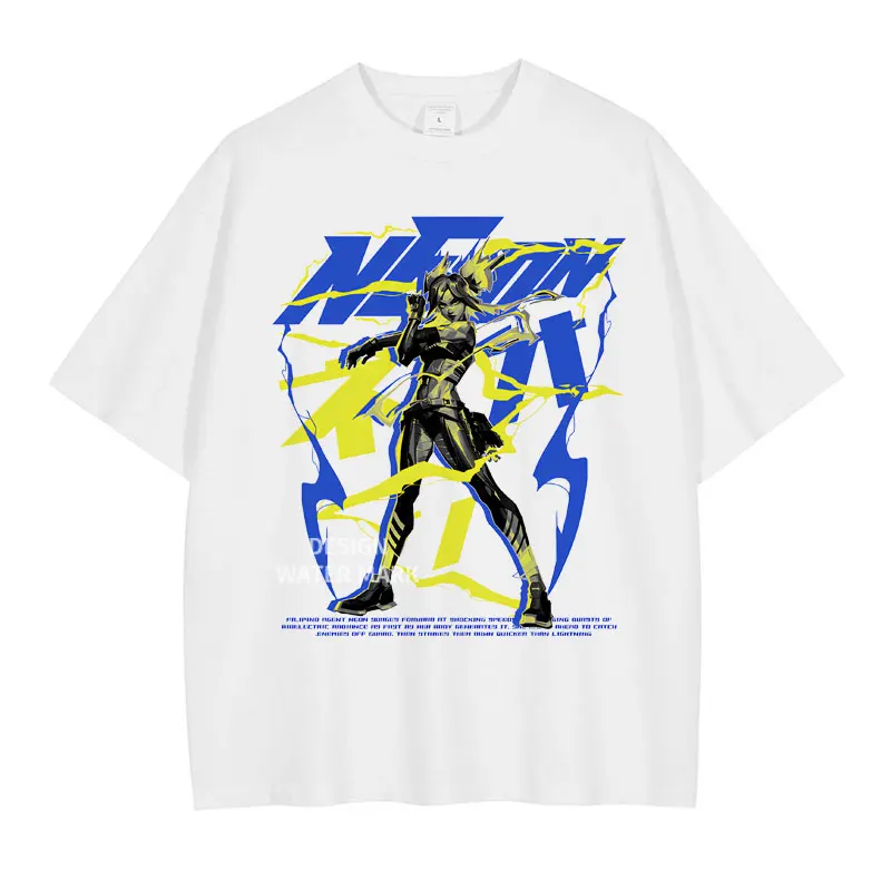 تي شيرت أنيمي راينا تي شيرت كبير الحجم عتيق مغسول على شكل حرف V تي شيرت ريترو Brimstone تي شيرت Harajuku Yoru Raze نيون سوفا تي شيرت #5