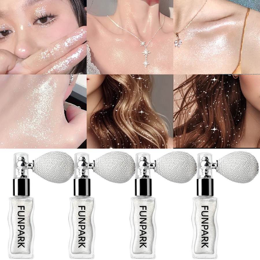 4 Colors 1PC Highlighter Powder Brightens The Whole Body Sparking Face Makeup Lasting Pearlescent White Brown Silver Cosmetics