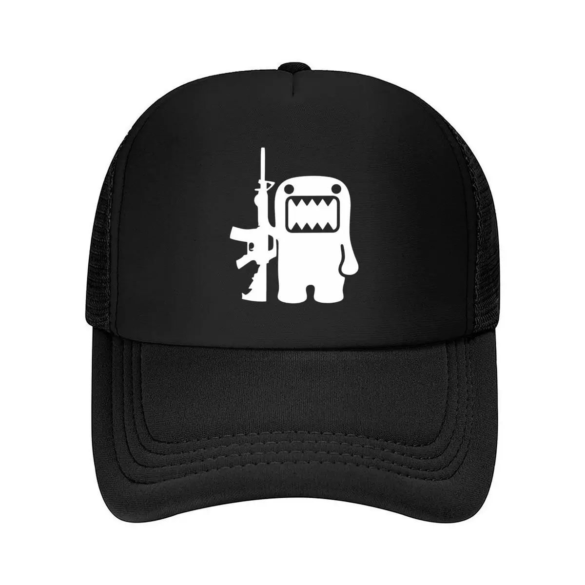 Kawaii Robot Character With Antenna Eyes And Sharp Teeth Mesh Baseball Cap Hip Hop