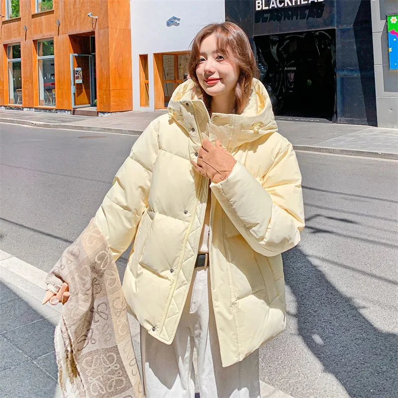 

Down Coat Women Parkas Winter2025New Korean Warm Cotton Padded Jacket Thick Hooded Windbreaker Overcoat Fashion Outerwear Female