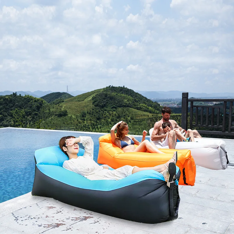 Lazy Inflatable Sofa Cushion Portable Outdoor Beach Air Sofa Bed Folding Camping Inflatable Bed Sleeping Bag Air Cushion Bed