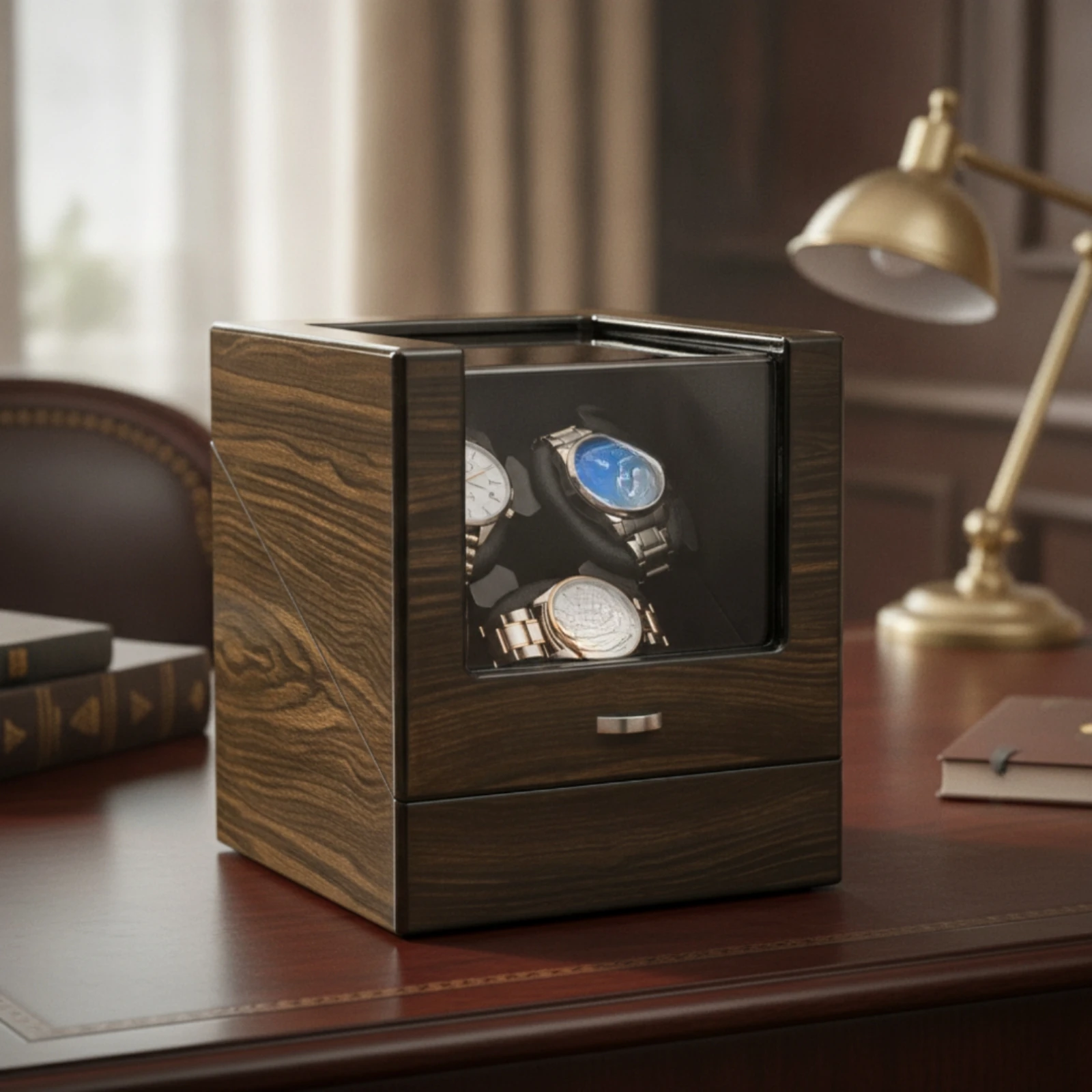 Automatic Watch Winder Box Compact 3-Slot Watch Winder Quiet Silent for Desktop, Nightstand