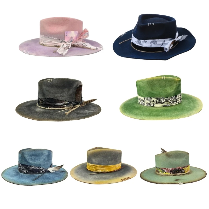 

Cool Unisex Wool Hat with Ethnic Accents Wide Brim Comfortable for Men and Women