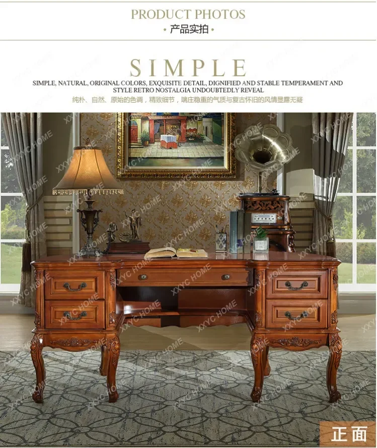 solid wood desk curved large class table villa luxury desk