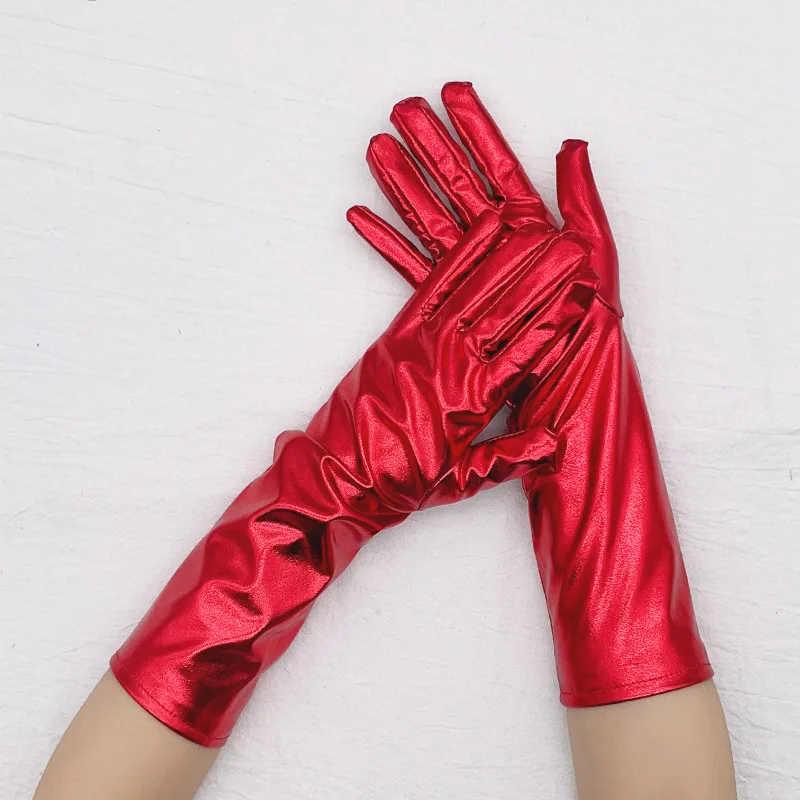 34cm Sexy Coated Patent Leather Gloves Cosplay Halloween Makeup Party Opera Stage Women\'s Winter Outdoor Driving Mittens R39