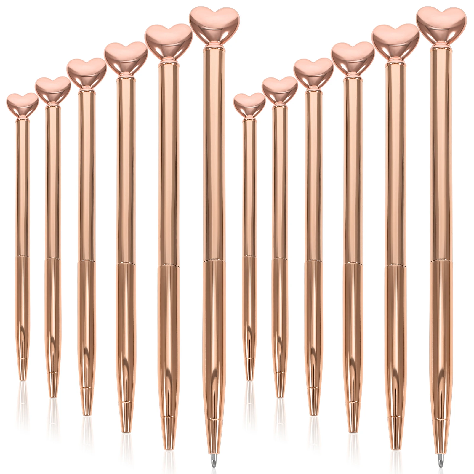 

12 Pcs Metal Ballpoint Pen Pens Smooth Writing Ergonomic Love Shape Heart Shaped Personality