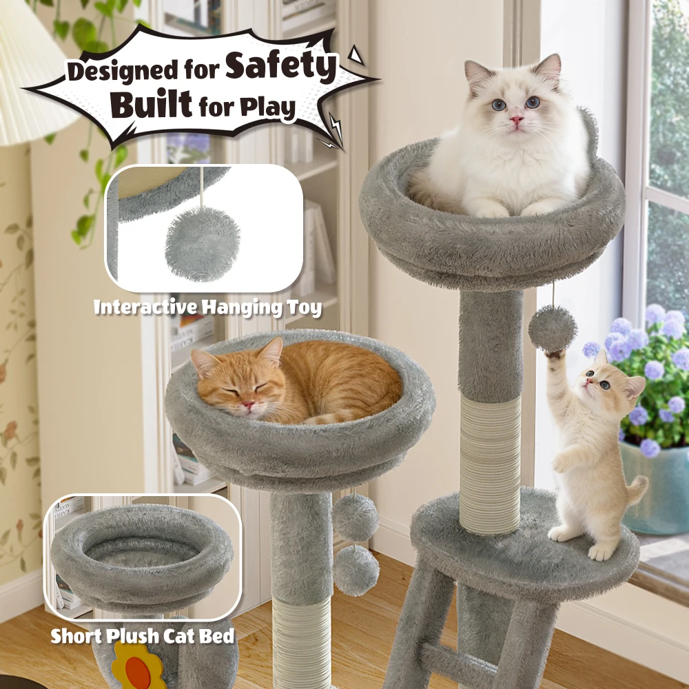 72" Tall Cactus Cat Tower Featuring Clear View Capsule, Durable Sisal Scratching Posts, Cozy Plush Platforms, and Built-in Interactive Toys – Perfect for Indoor Kittens & Big Cats - view 8