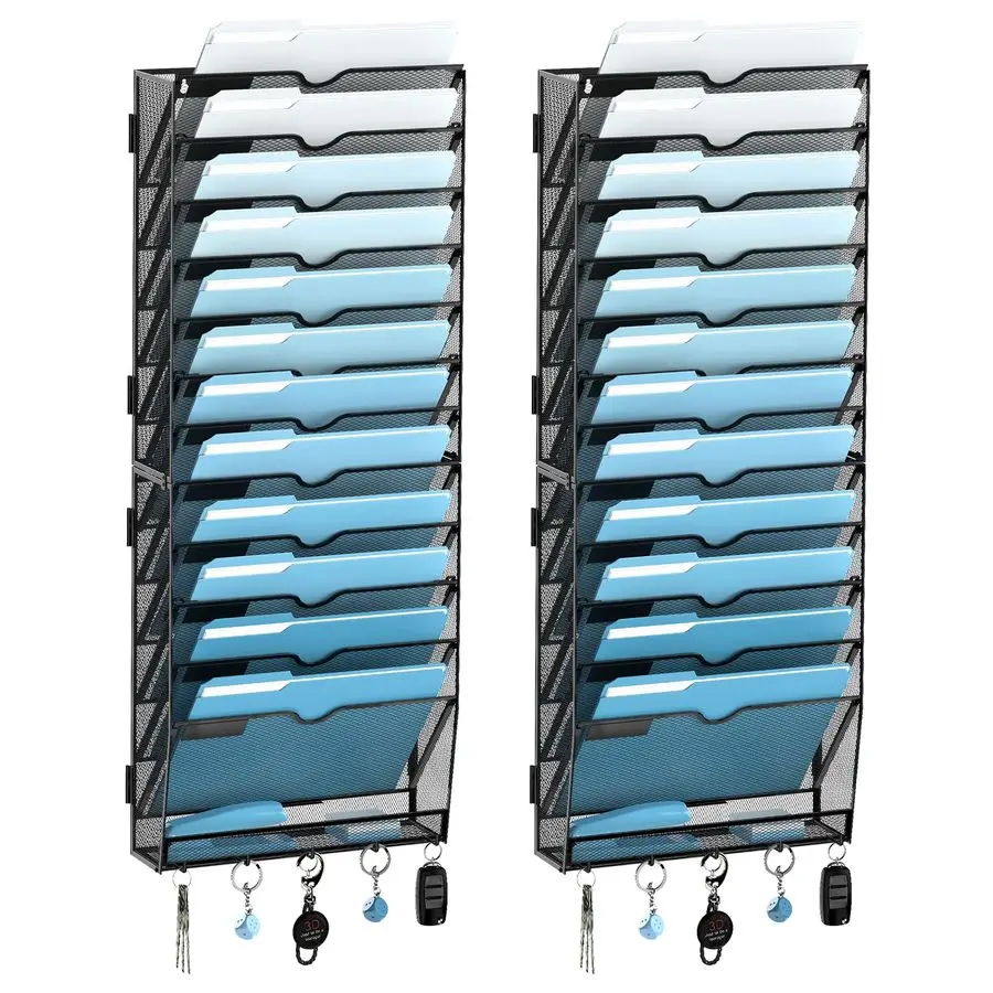 

Настенный органайзер для файлов на 13 ярусов с крючками, сетчатый подвесной органайзер для документов, настенный органайзер для почты, бумаг, папок, канцелярских принадлежностей