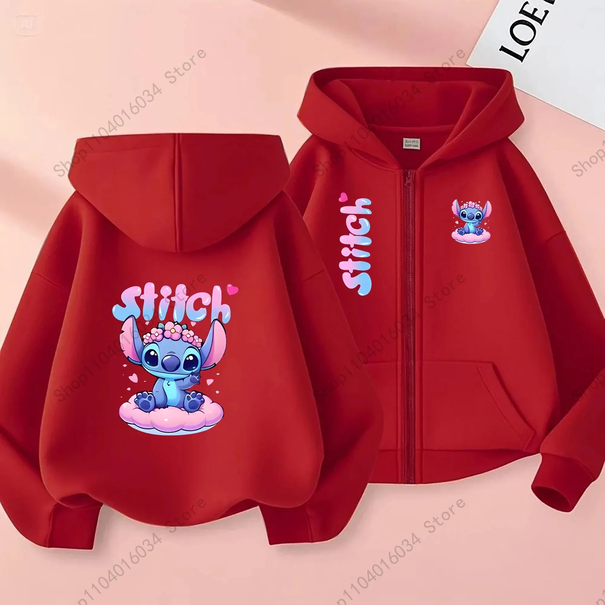 سترة ديزني الرسمية للأطفال للخريف والشتاء - سترة بسحاب مع غرز مزدوجة الجوانب ورسومات ملاك #5