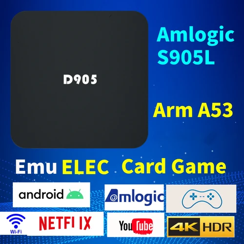Imagen 2 del producto Caja de 10 Uds. Sólo para D905 4K Smart TV Box decodificador Amlogic S905L 2,4G Wifi Android 7,1 compatible con caja de juego de cartas EmuELEC