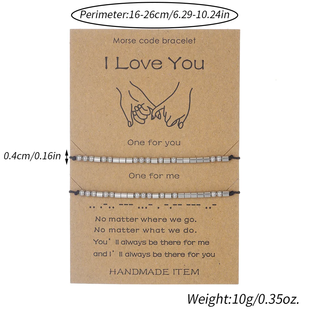Fashion Family Morse Code Bracelet Jewelry Adjustable Stainless Steel Beads I Love You My Person Mom Son Dad Daughter Bijoux
