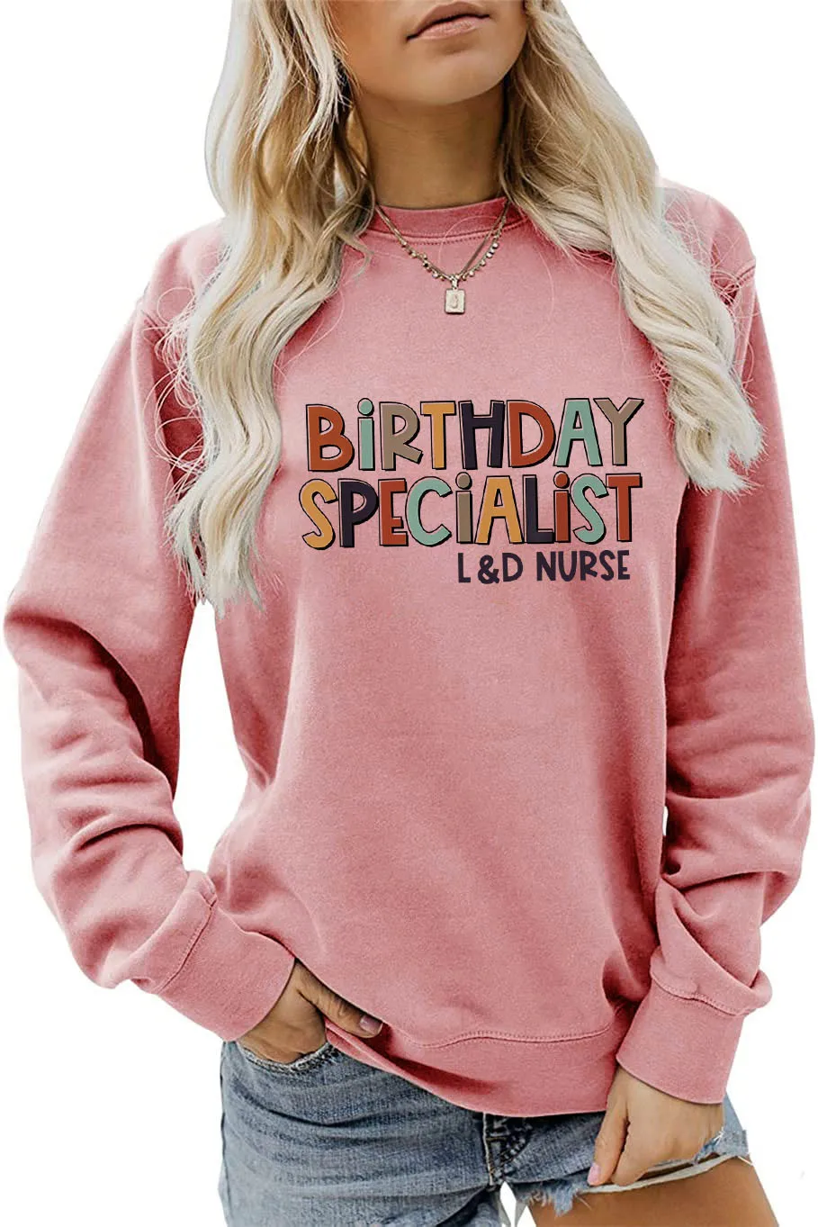 Autumn winter loose crew-neck hoodie Birthday specialist printed casual long-sleeved top