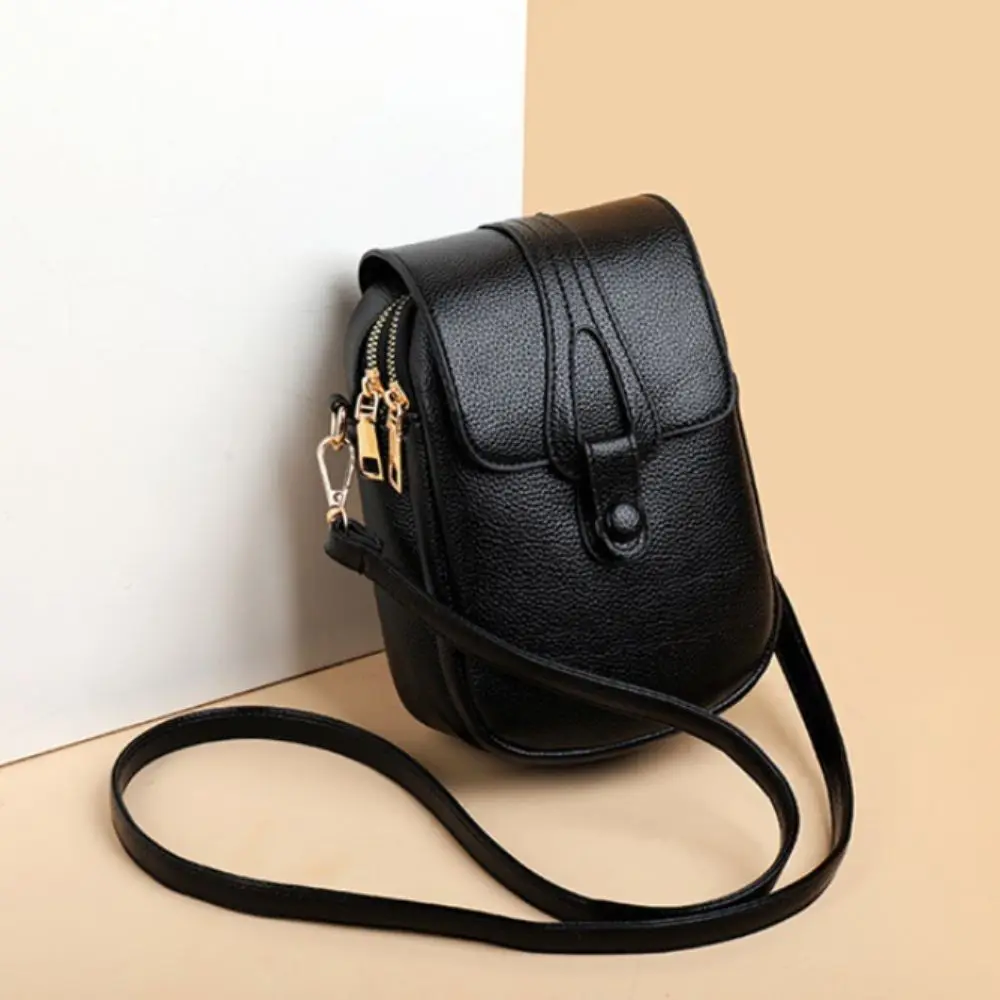 

Large Capacity Lady Crossbody Phone Bag Multi-layer Leather Women Shoulder Phone Bag Fashion Vertical Cell Phone Purse