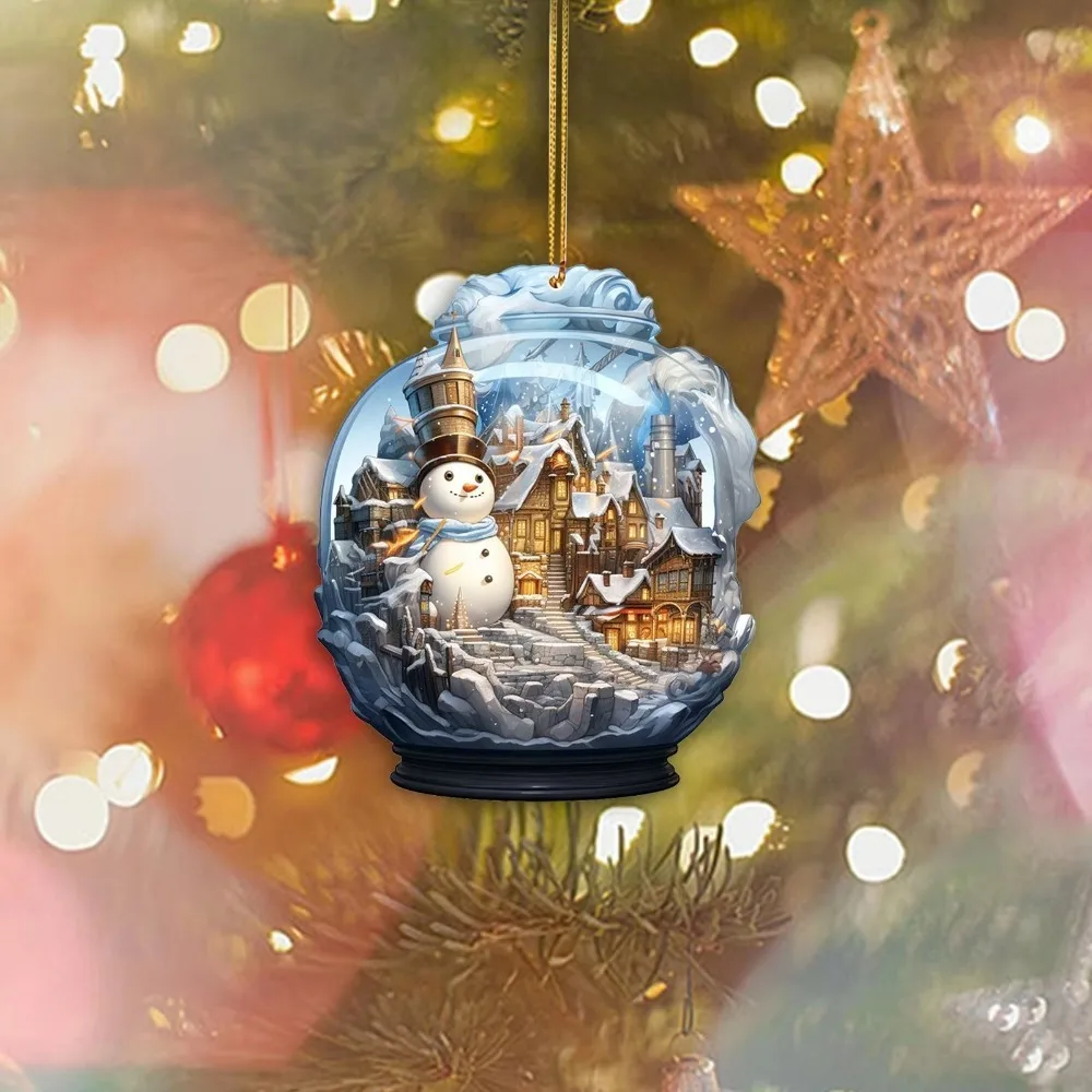 Acrylic Flat Christmas Character Pendant Multifunction Durable Material 2D Acrylic Pendant Christmas Santa Pendant Gift