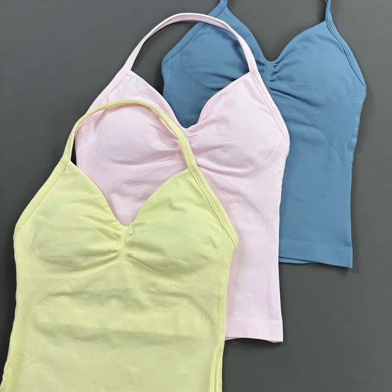 HISTELLO Impact Longline Strappy Top Sports Yoga Vest Women GYM Tank Top Fitness Seamless Open Back Bra Running Workout Halter 5