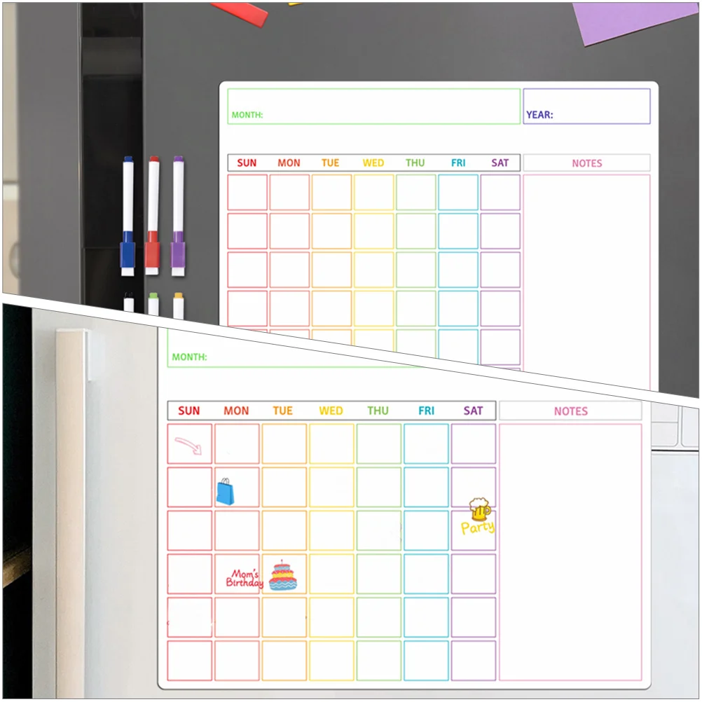 رسالة مغناطيسية للثلاجة، لوحة تخطيط قابلة لإعادة الاستخدام، لوحة كتابة للثلاجة، منظم المطبخ، جدول المقتفي للمنزل #6