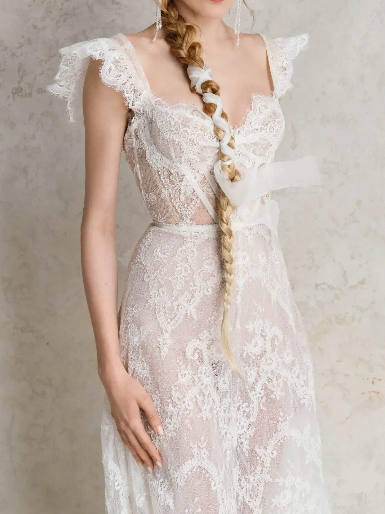 Elegsnt Sweetheart encaje sin mangas plisado A-Line novia vestidos de novia vestidos de novia personalizados