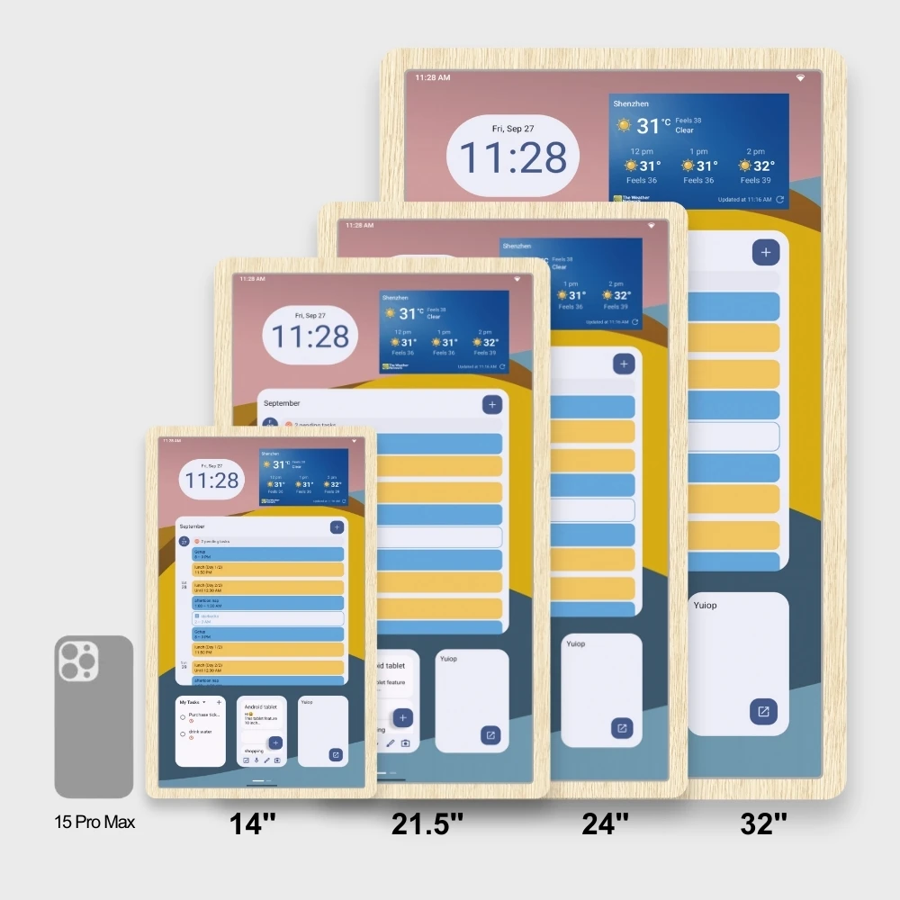 Wall Mount 14 Inch Digital Calendar Smart Touchscreen Interactive Display for Family Schedules Wall Mount Included
