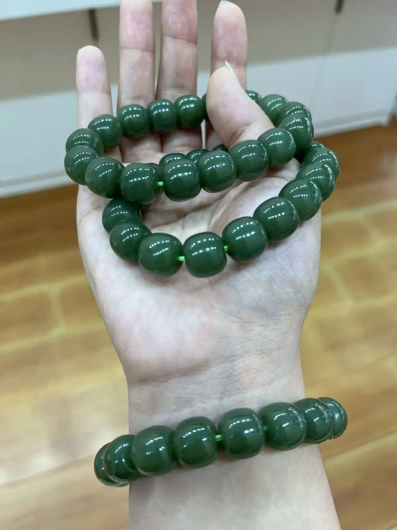 Natural Hetian Jade Bead Bracelet hand carving Jade Bracelets Neutral high-end jewelry Bangles Add certificate