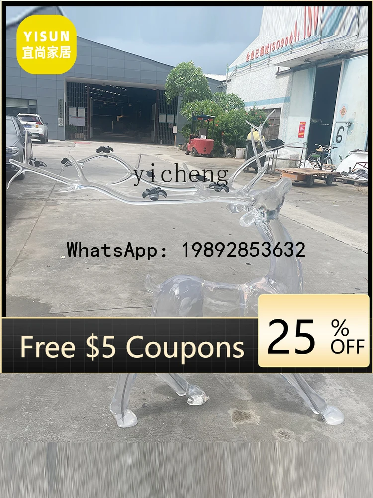 BJJ  Hotel Loy Modern Garden Lawn Elk Ornament Transparent Resin Deer Sculpture Ornament