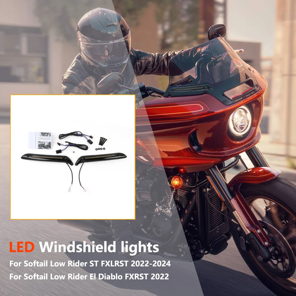 For Harley Softail Low Rider ST Motorcycle Tracer Decorative Lamps  Windshield Daylight Running Lamps and Turn Signal Lamps