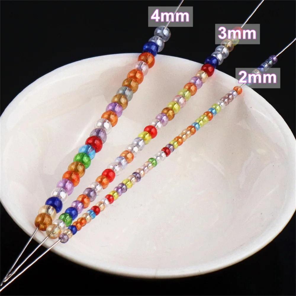 Uniform 2/3/4mm Oling Transparent Glass Seedbeads Colorful Czech Round Spacer Beads For DIY Jewelry Bracelet Making  Accessories