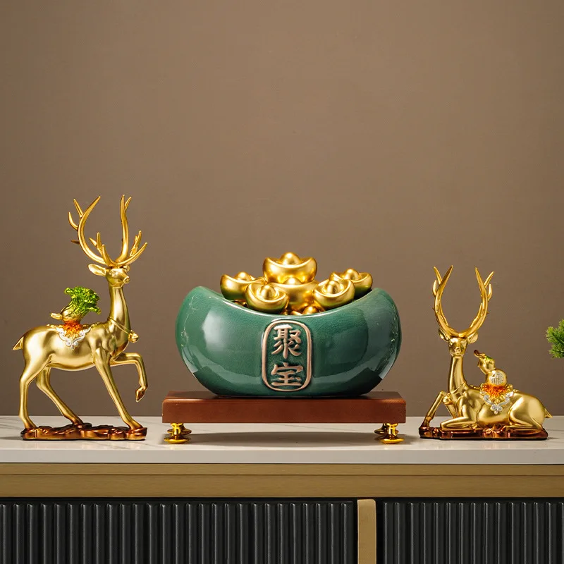 

HYS ceramic cornucopia ornament lucky gathering new Chinese home living room office lucky decoration opening gift
